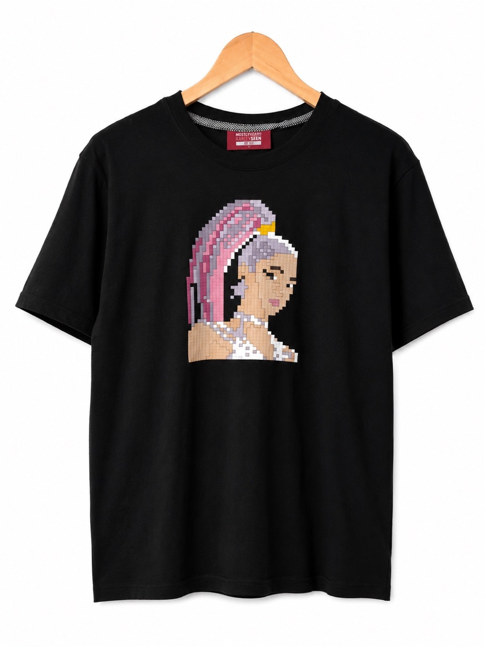 Mostly Heard Rarely Seen Black Tee with Pixel Princess Graphic